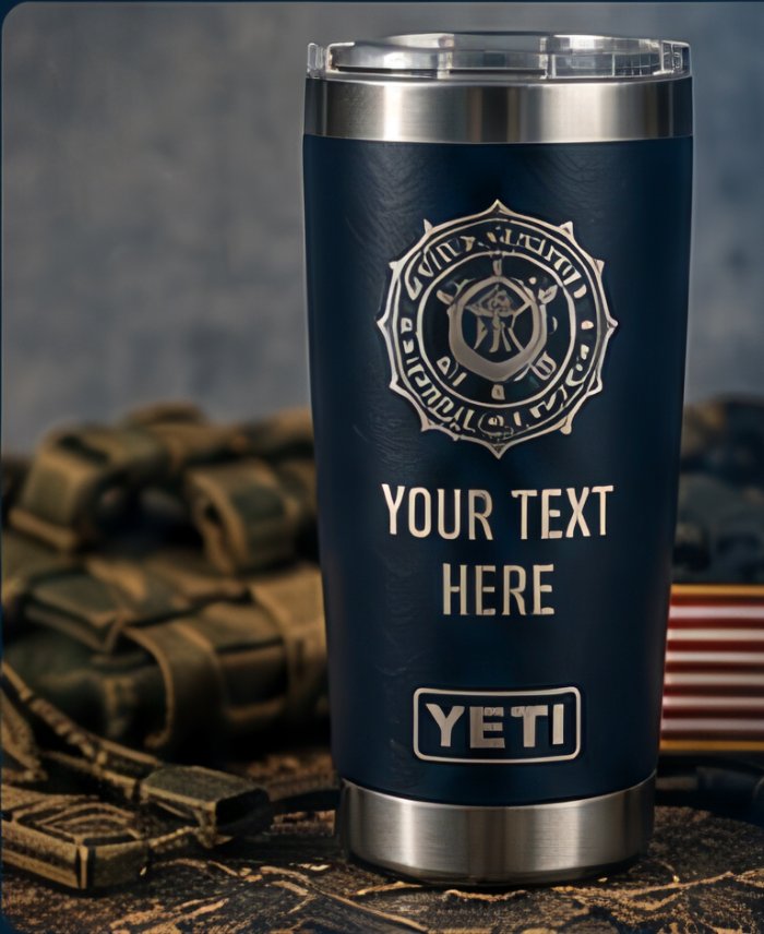 Tumbler engraved with your text here